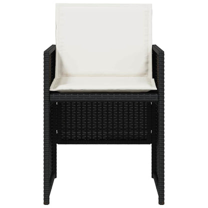 vidaXL 5 Piece Garden Dining Set with Cushions Black Poly Rattan