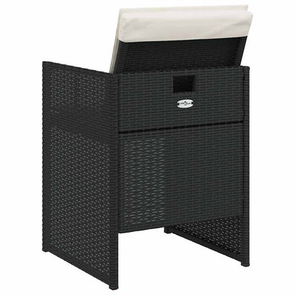 vidaXL 5 Piece Garden Dining Set with Cushions Black Poly Rattan