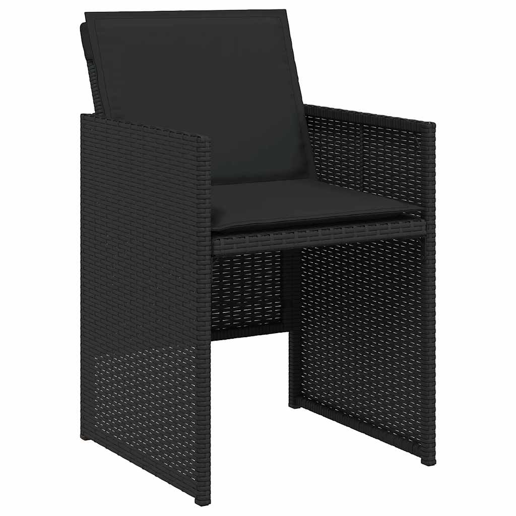vidaXL 5 Piece Garden Dining Set with Cushions Black Poly Rattan
