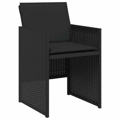 vidaXL 5 Piece Garden Dining Set with Cushions Black Poly Rattan