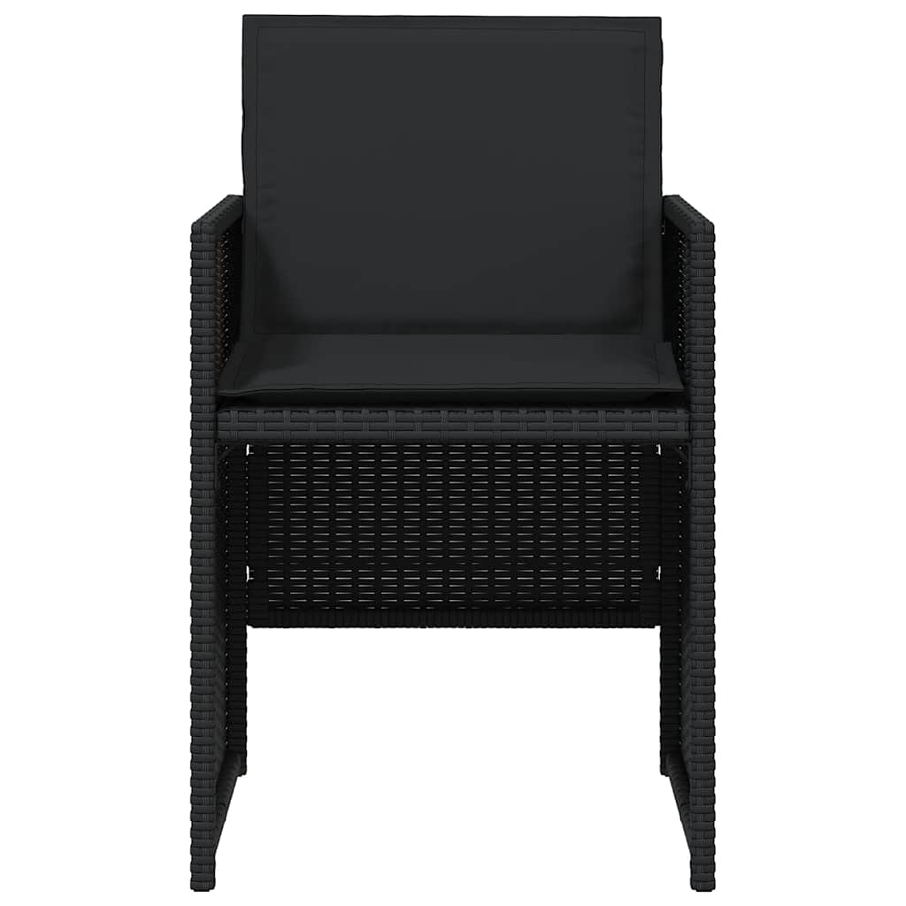 vidaXL 5 Piece Garden Dining Set with Cushions Black Poly Rattan