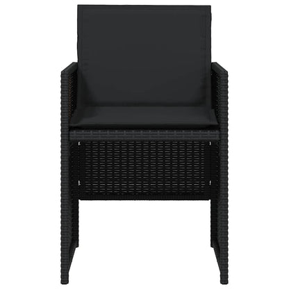 vidaXL 5 Piece Garden Dining Set with Cushions Black Poly Rattan