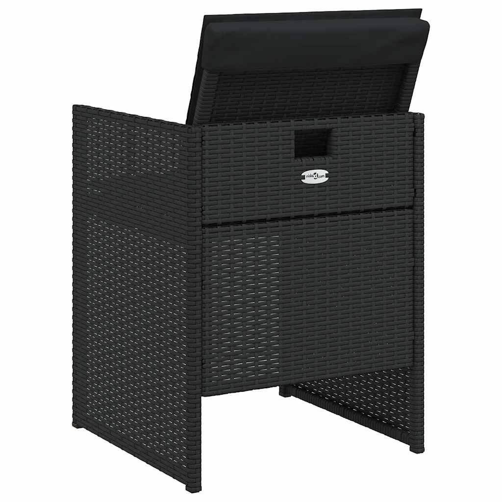 vidaXL 5 Piece Garden Dining Set with Cushions Black Poly Rattan