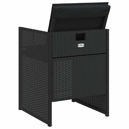 vidaXL 5 Piece Garden Dining Set with Cushions Black Poly Rattan