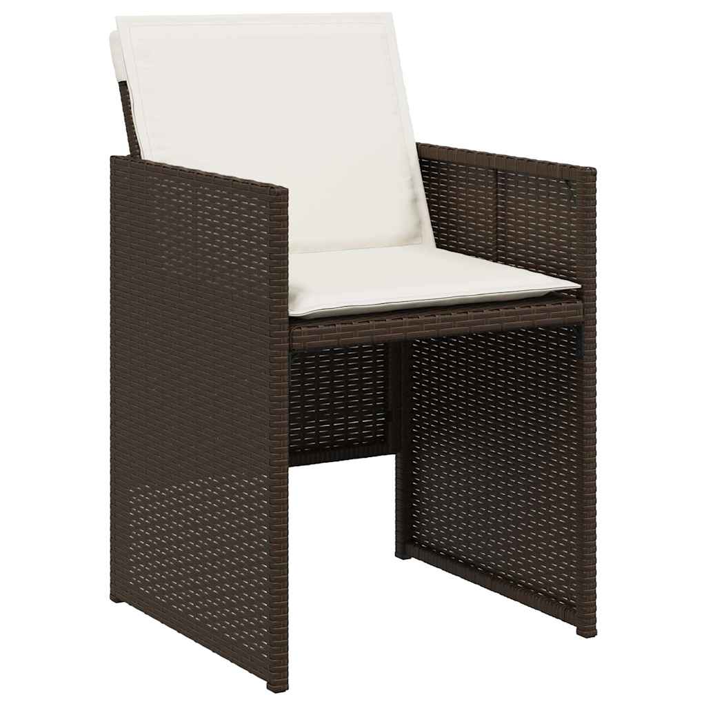 vidaXL 5 Piece Garden Dining Set with Cushions Brown Poly Rattan