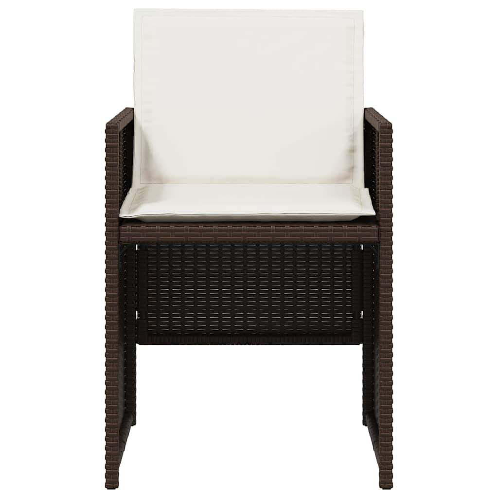 vidaXL 5 Piece Garden Dining Set with Cushions Brown Poly Rattan