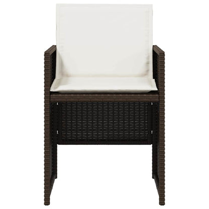 vidaXL 5 Piece Garden Dining Set with Cushions Brown Poly Rattan