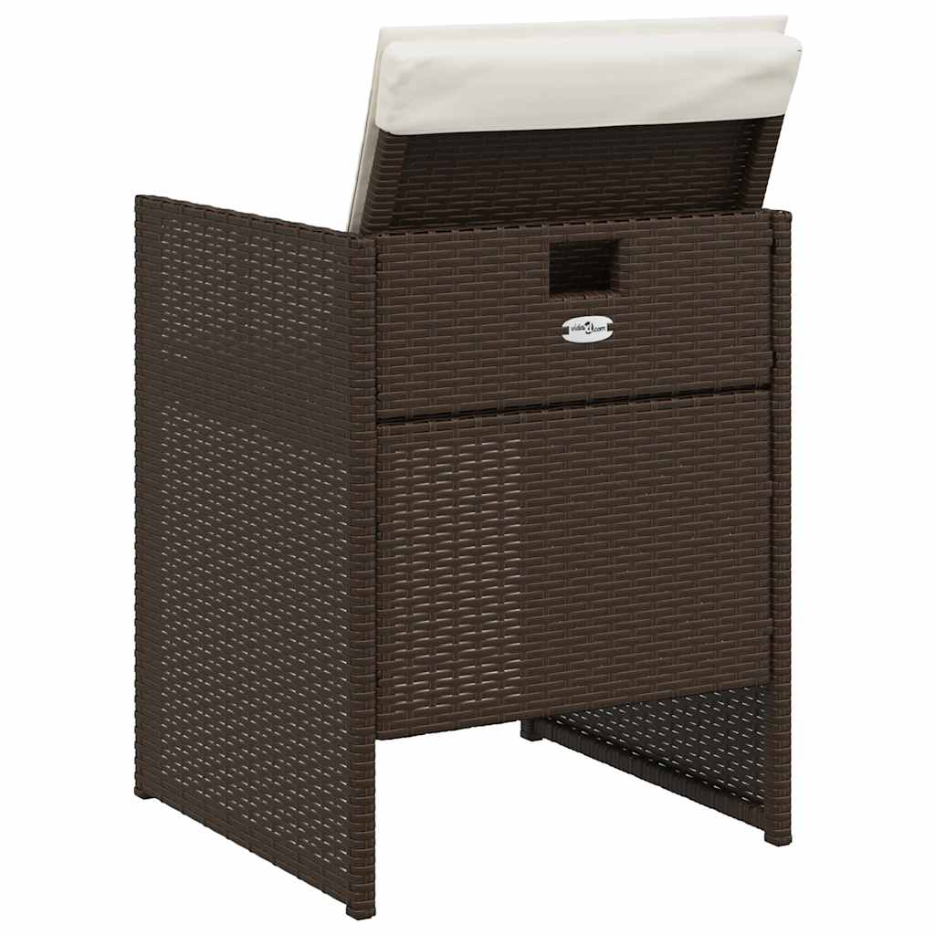 vidaXL 5 Piece Garden Dining Set with Cushions Brown Poly Rattan