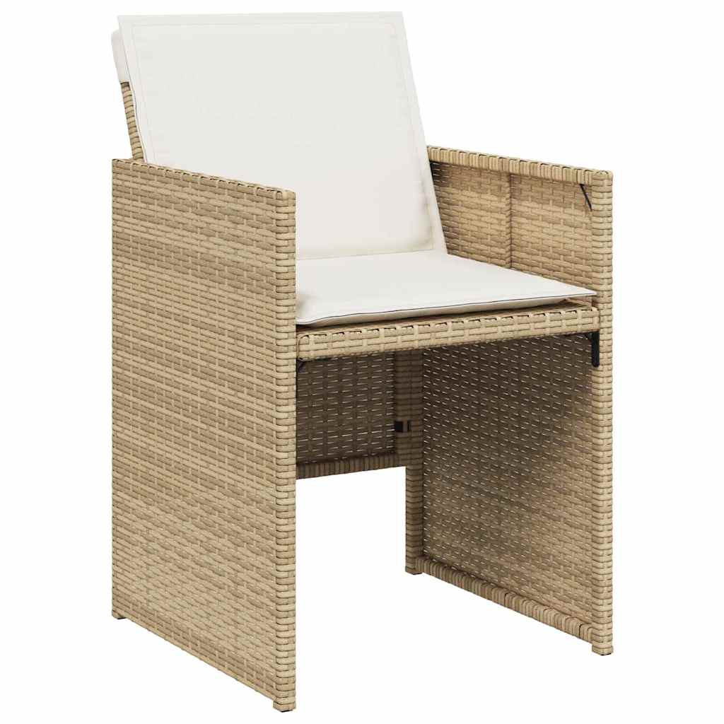 vidaXL 5 Piece Garden Dining Set with Cushions Beige Poly Rattan
