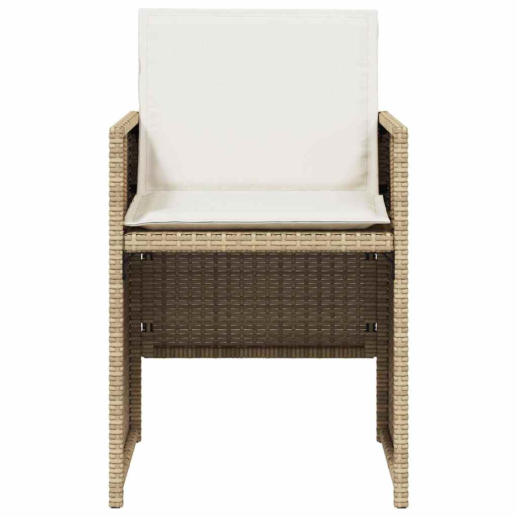 vidaXL 5 Piece Garden Dining Set with Cushions Beige Poly Rattan