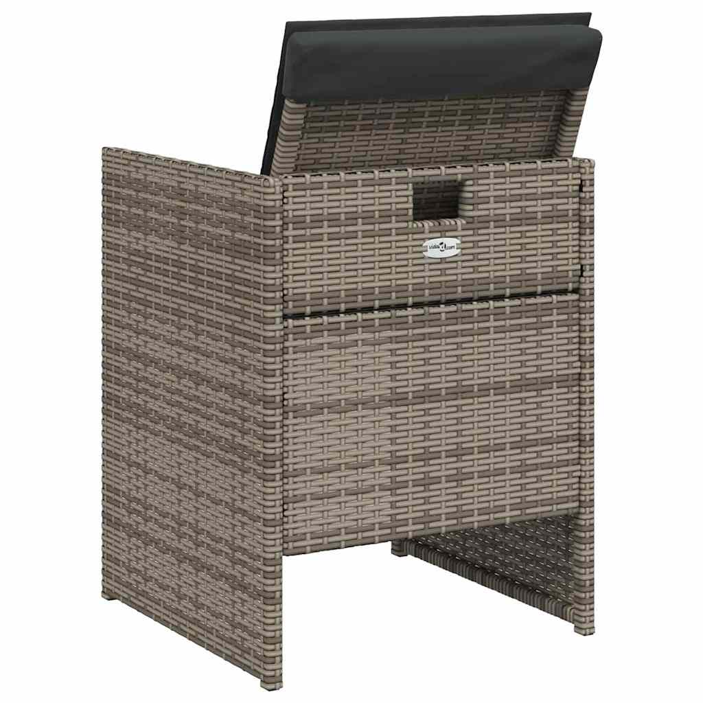 vidaXL 5 Piece Garden Dining Set with Cushions Grey Poly Rattan
