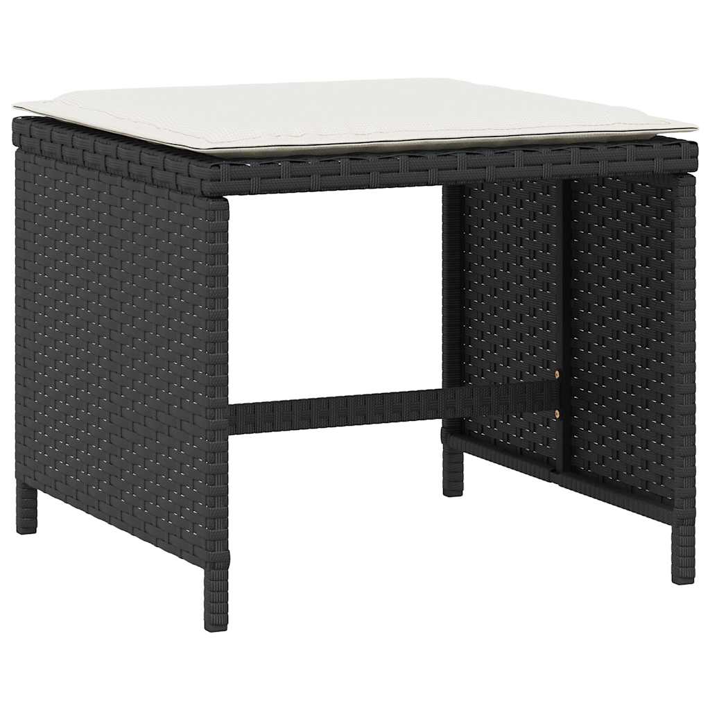 vidaXL 5 Piece Garden Dining Set with Cushions Black Poly Rattan