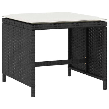 vidaXL 5 Piece Garden Dining Set with Cushions Black Poly Rattan