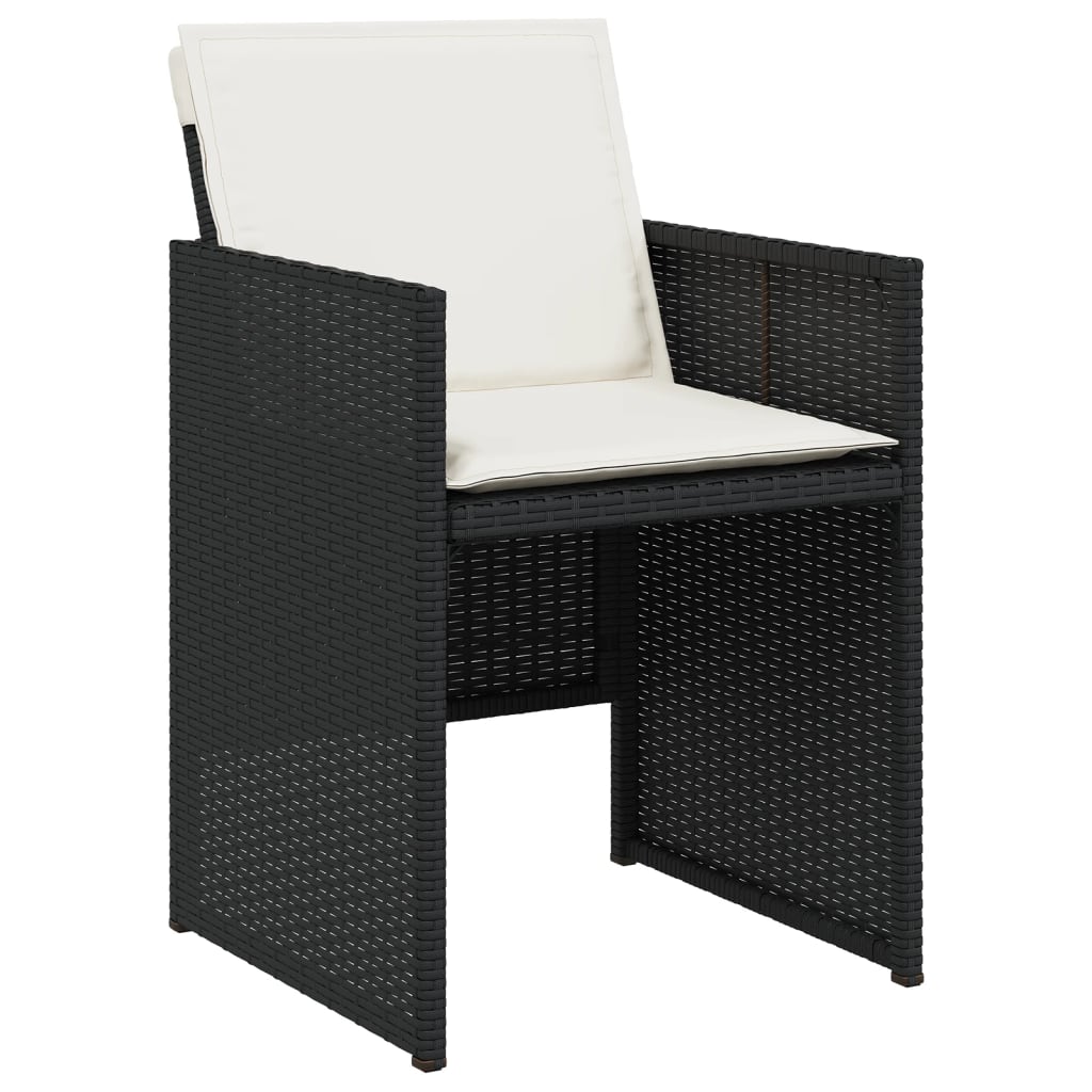 vidaXL 5 Piece Garden Dining Set with Cushions Black Poly Rattan