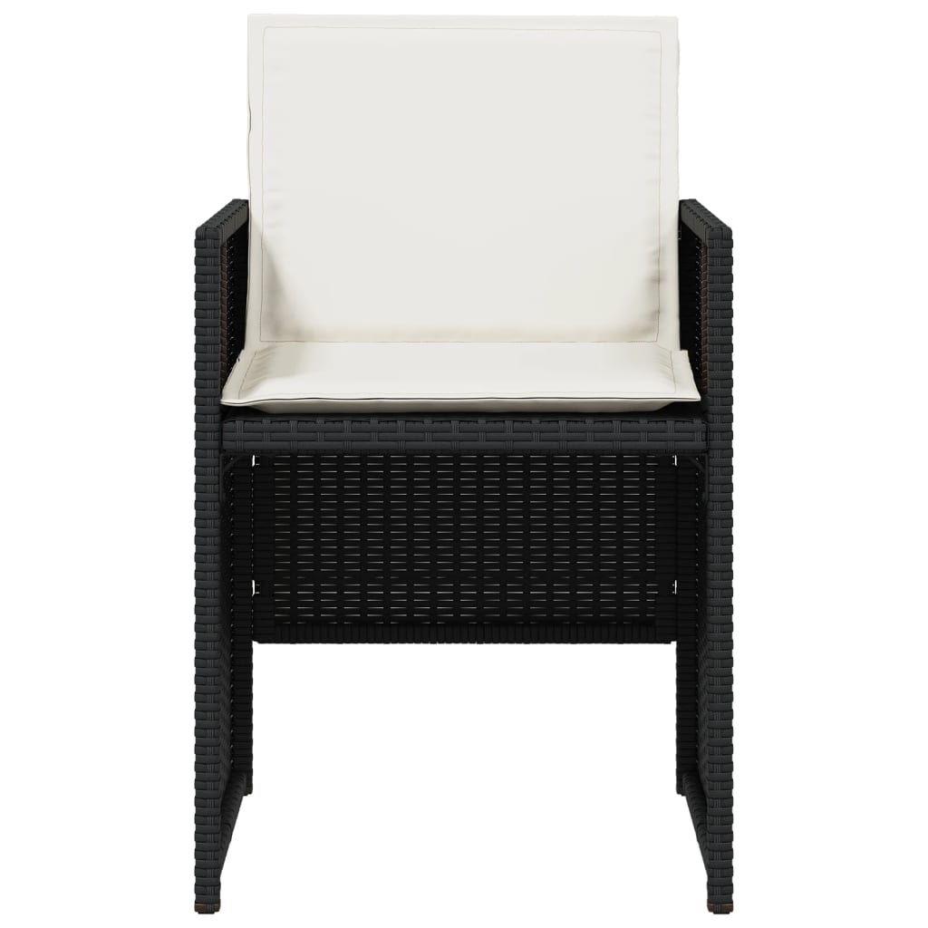 vidaXL 5 Piece Garden Dining Set with Cushions Black Poly Rattan