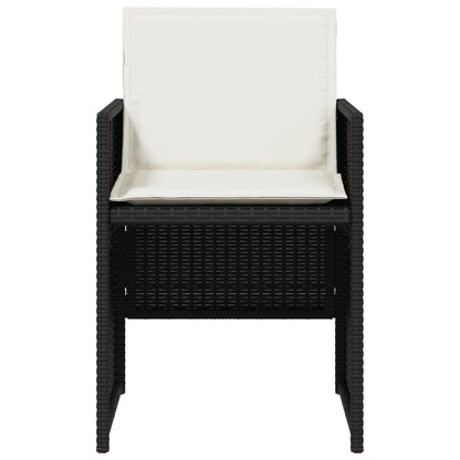 vidaXL 5 Piece Garden Dining Set with Cushions Black Poly Rattan