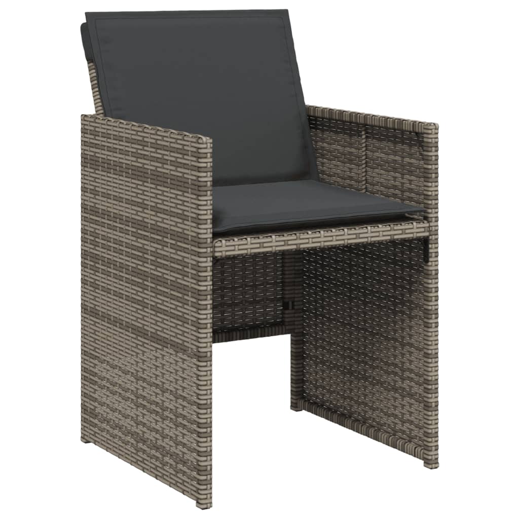 vidaXL 5 Piece Garden Dining Set with Cushions Grey Poly Rattan