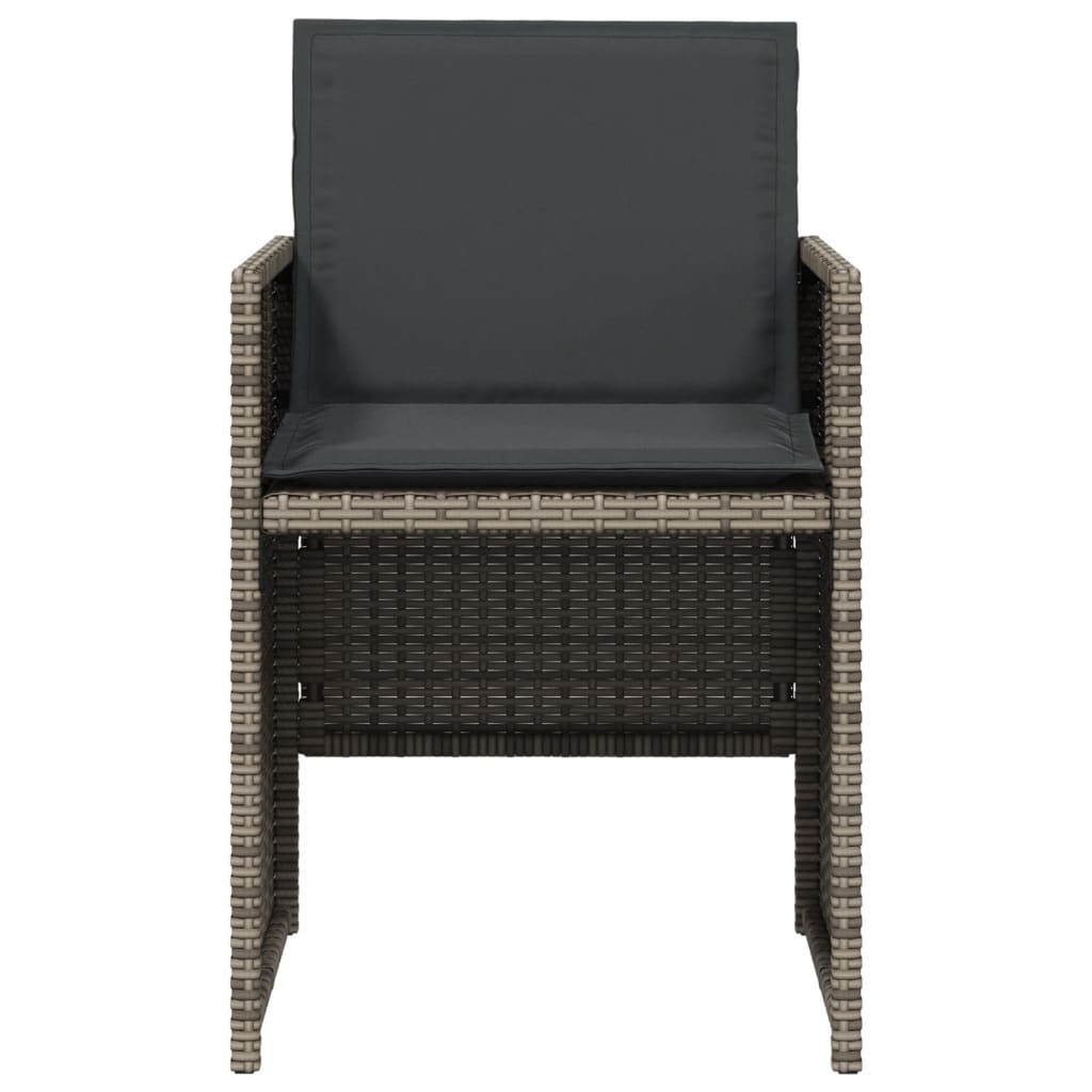 vidaXL 5 Piece Garden Dining Set with Cushions Grey Poly Rattan