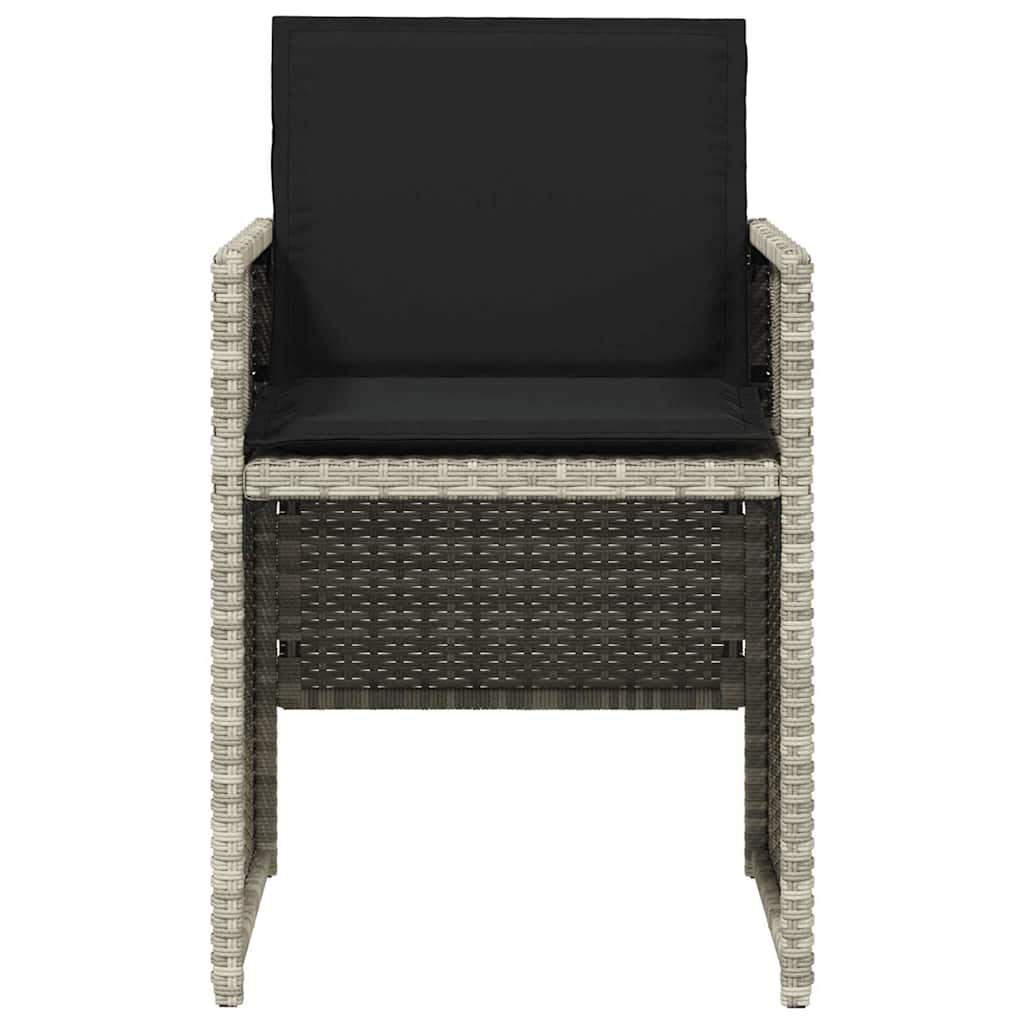 vidaXL 5 Piece Garden Dining Set with Cushions Light Grey Poly Rattan