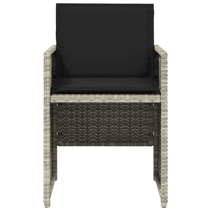 vidaXL 5 Piece Garden Dining Set with Cushions Light Grey Poly Rattan