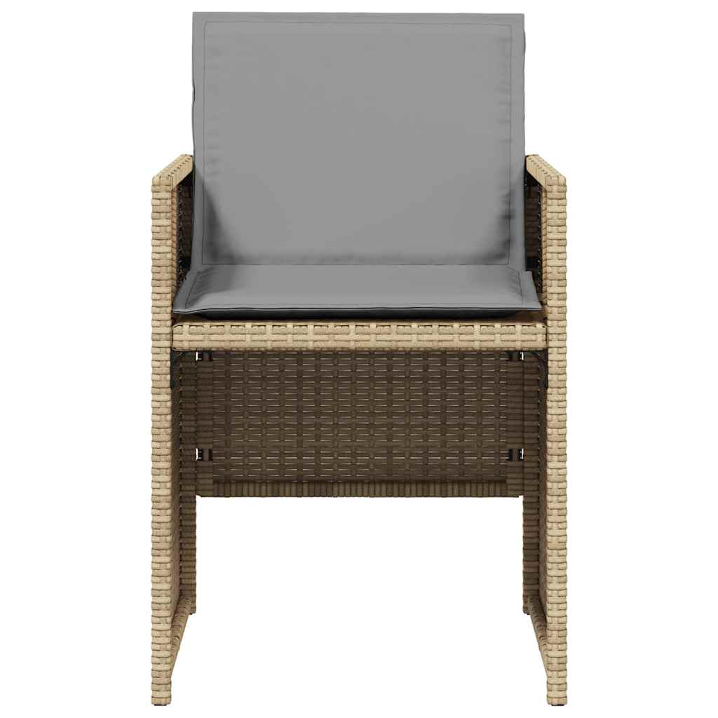 vidaXL 5 Piece Garden Dining Set with Cushions Mix Beige Poly Rattan