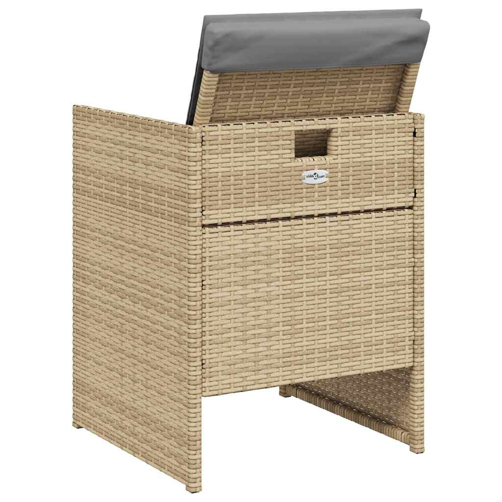 vidaXL 5 Piece Garden Dining Set with Cushions Mix Beige Poly Rattan