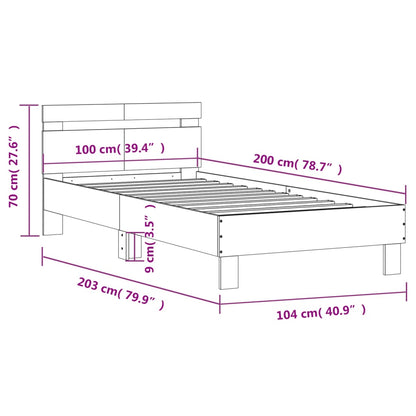 vidaXL Bed Frame without Mattress with Headboard White 100x200 cm