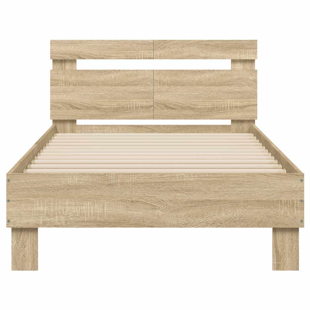 vidaXL Bed Frame without Mattress with Headboard Sonoma Oak 100x200 cm