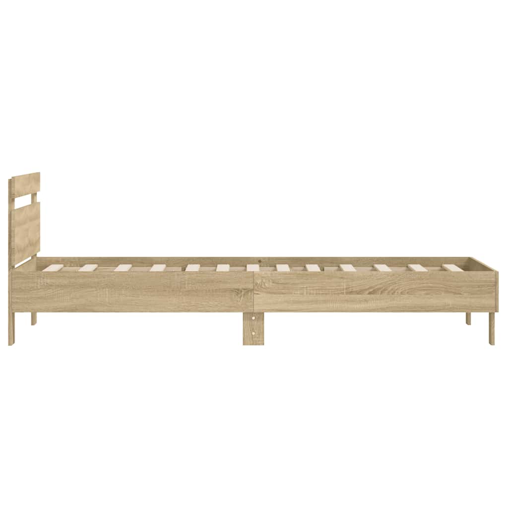 vidaXL Bed Frame without Mattress with Headboard Sonoma Oak 100x200 cm