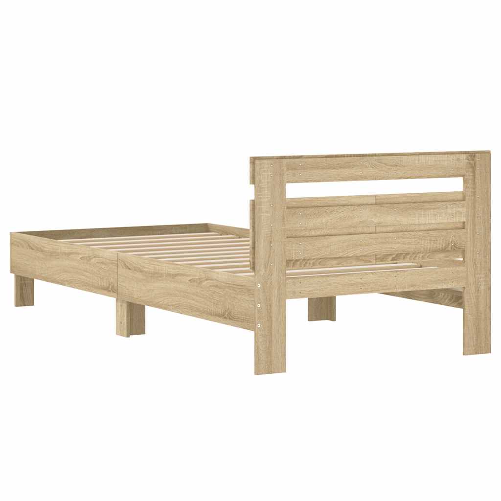 vidaXL Bed Frame without Mattress with Headboard Sonoma Oak 100x200 cm
