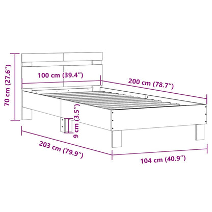 vidaXL Bed Frame without Mattress with Headboard Sonoma Oak 100x200 cm