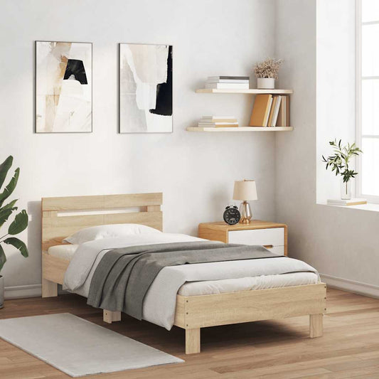 vidaXL Bed Frame without Mattress with Headboard Sonoma Oak 100x200 cm