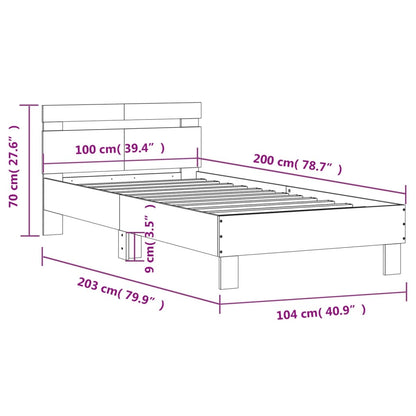 vidaXL Bed Frame without Mattress with Headboard Smoked Oak 100x200 cm