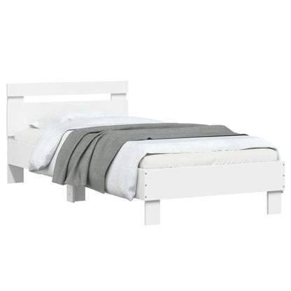 vidaXL Bed Frame without Mattress with Headboard White 90x200 cm