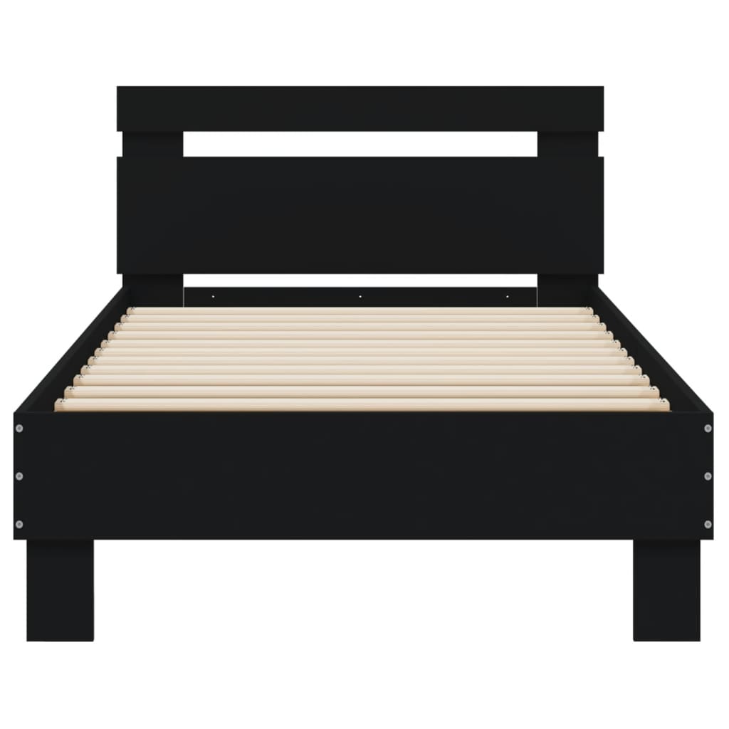 vidaXL Bed Frame without Mattress with Headboard Black 90x200 cm