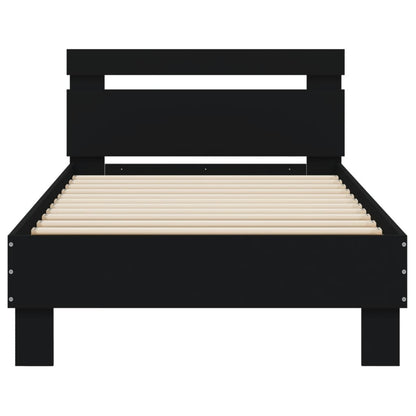 vidaXL Bed Frame without Mattress with Headboard Black 90x200 cm