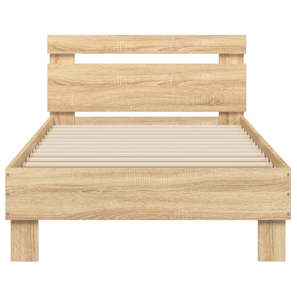 vidaXL Bed Frame without Mattress with Headboard Sonoma Oak 90x200 cm