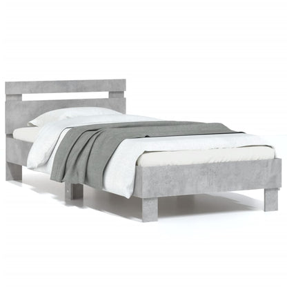 vidaXL Bed Frame without Mattress with Headboard Concrete Grey 90x200 cm