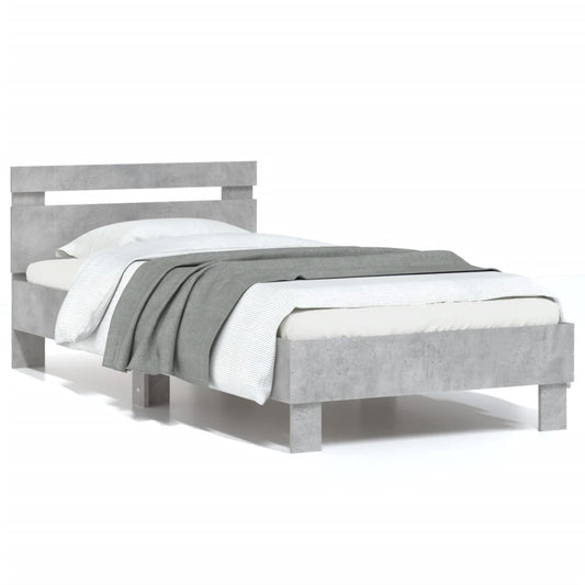 vidaXL Bed Frame without Mattress with Headboard Concrete Grey 90x200 cm
