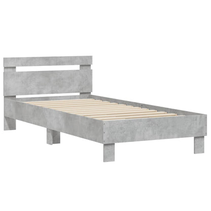 vidaXL Bed Frame without Mattress with Headboard Concrete Grey 90x200 cm