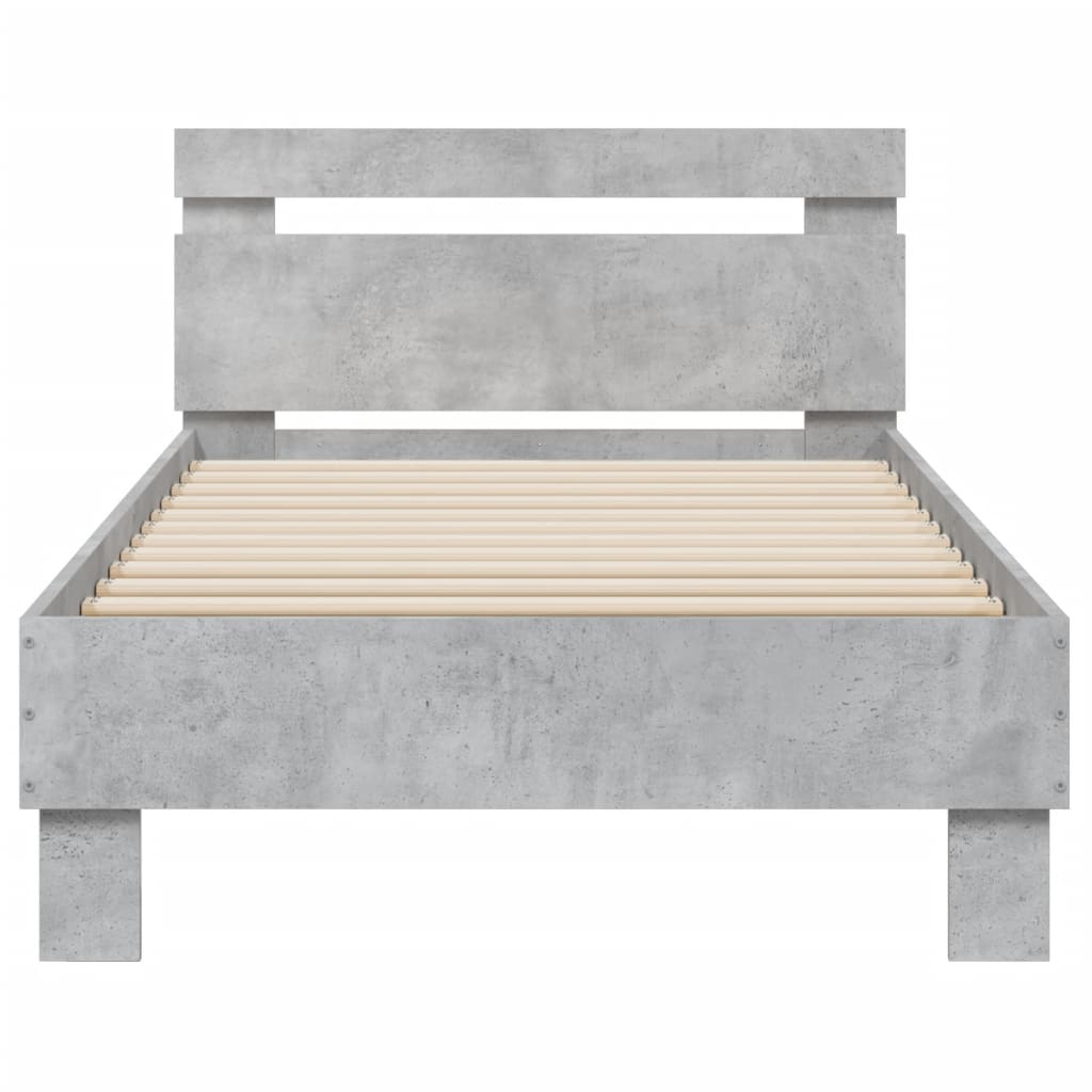 vidaXL Bed Frame without Mattress with Headboard Concrete Grey 90x200 cm