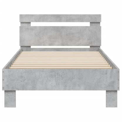 vidaXL Bed Frame without Mattress with Headboard Concrete Grey 90x200 cm