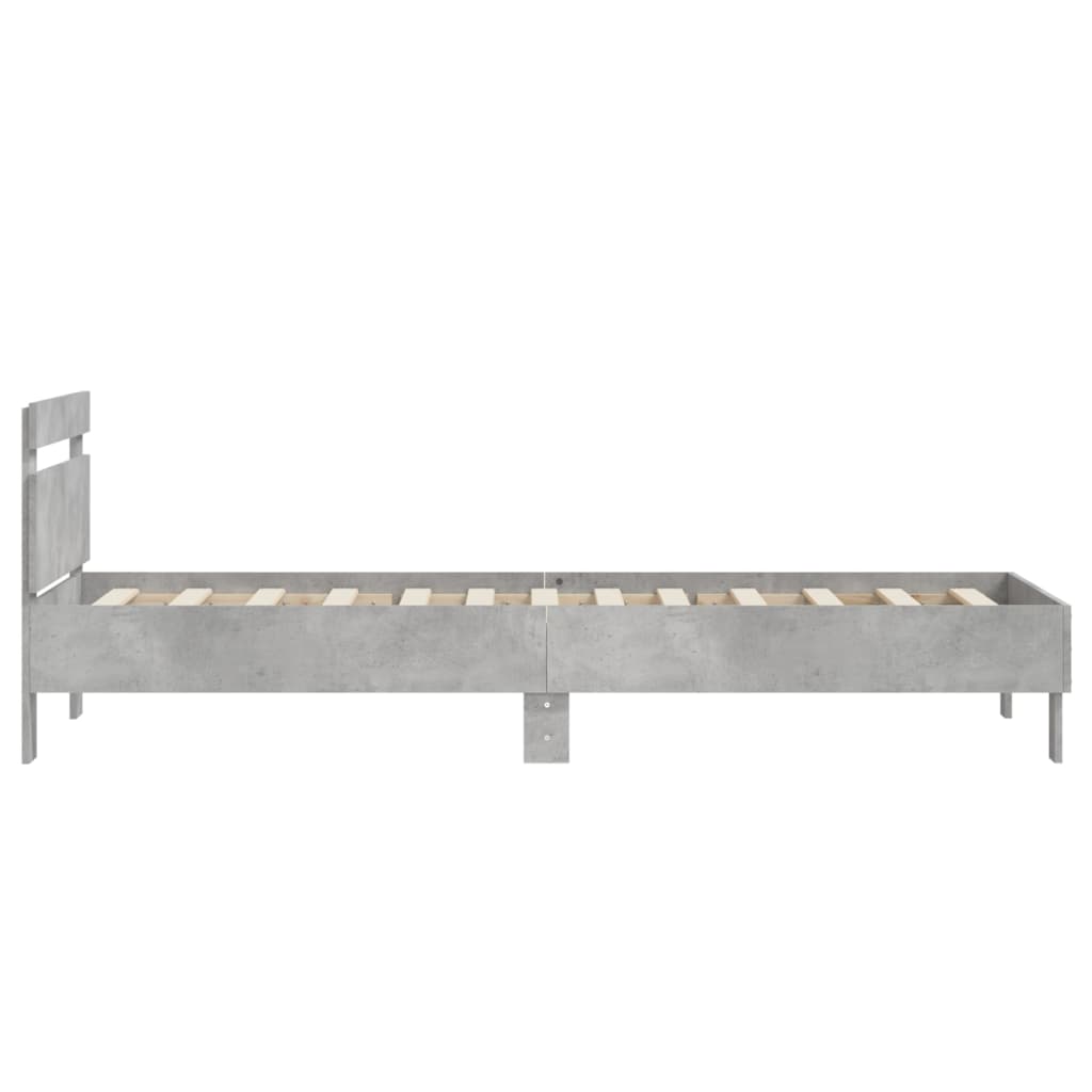 vidaXL Bed Frame without Mattress with Headboard Concrete Grey 90x200 cm