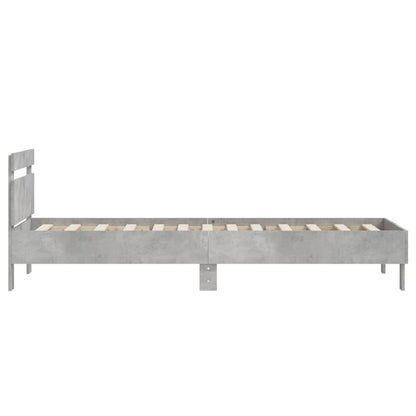 vidaXL Bed Frame without Mattress with Headboard Concrete Grey 90x200 cm
