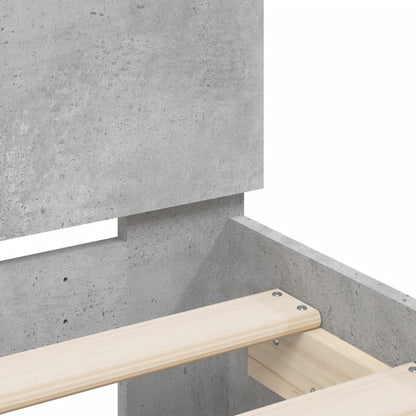 vidaXL Bed Frame without Mattress with Headboard Concrete Grey 90x200 cm