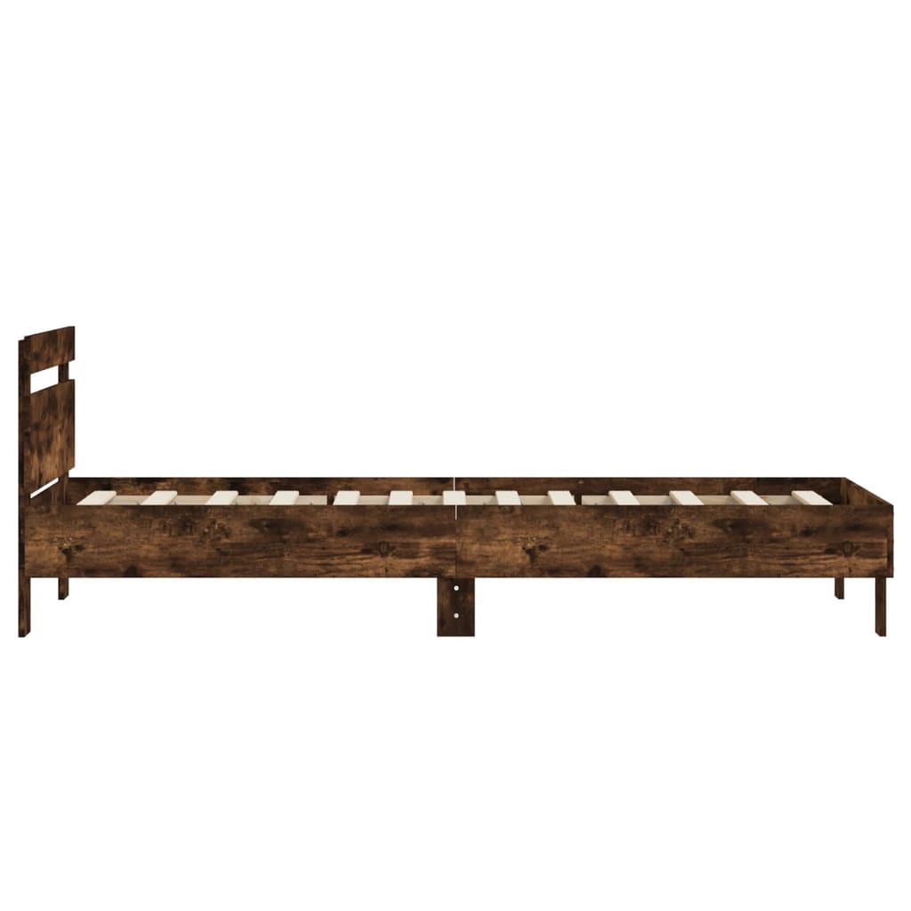 vidaXL Bed Frame without Mattress with Headboard Smoked Oak 90x200 cm
