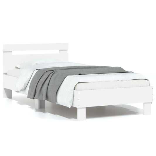 vidaXL Bed Frame without Mattress with Headboard White 75x190 cm Small Single