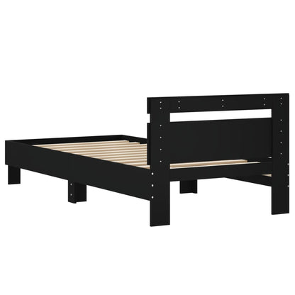 vidaXL Bed Frame without Mattress with Headboard Black 75x190 cm Small Single