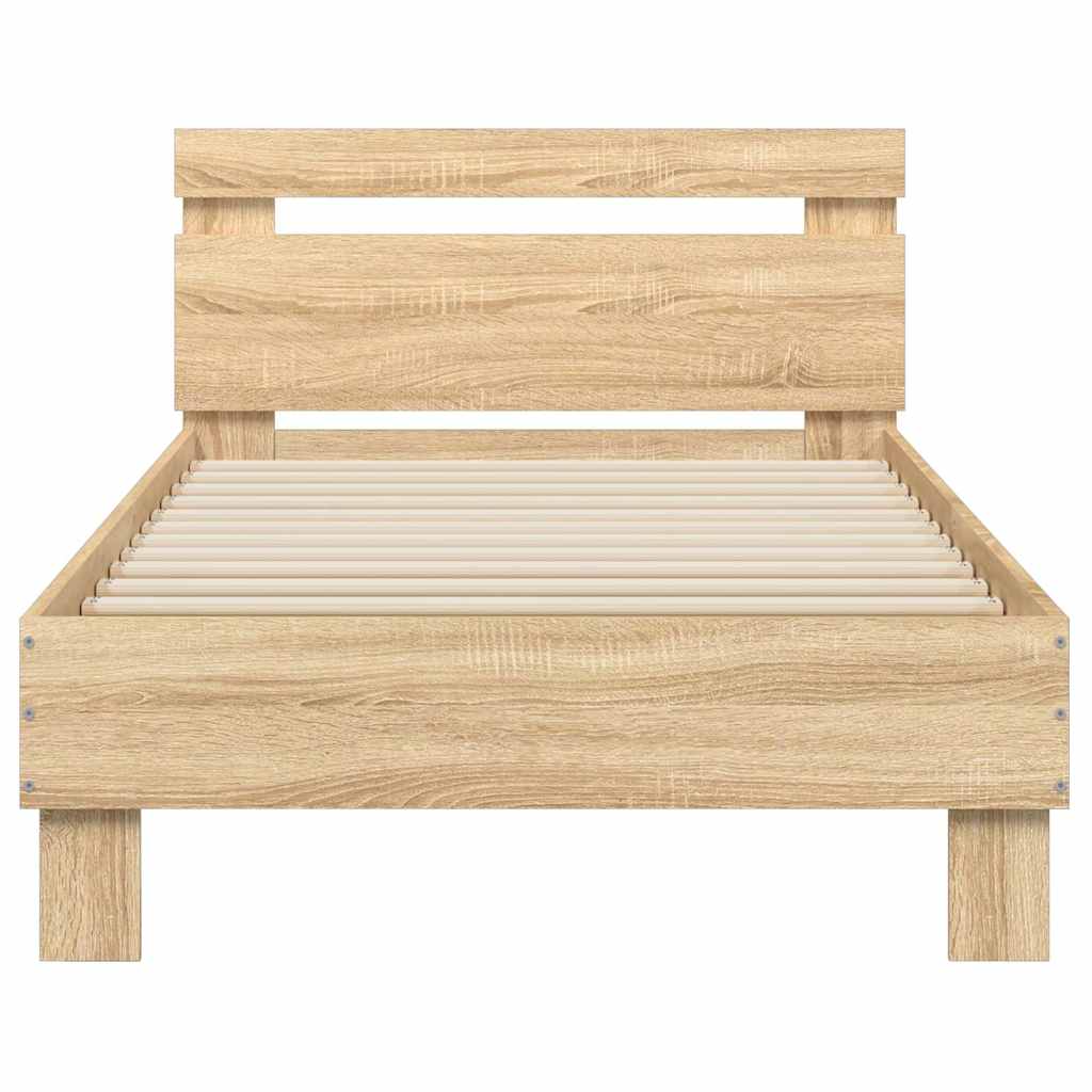 vidaXL Bed Frame without Mattress with Headboard Sonoma Oak 75x190 cm Small Single
