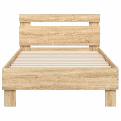 vidaXL Bed Frame without Mattress with Headboard Sonoma Oak 75x190 cm Small Single